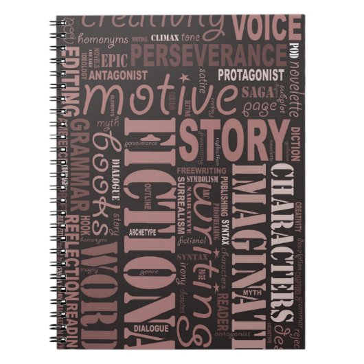 セピア色のフィクションの作家の単語の芸術のノート ノートブック (正面)