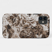 セピア色のブラウンのヴィンテージの花のToileの生地No.1 Case-Mate iPhoneケース (裏面(横))