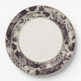 セピア色のブラウンのヴィンテージの花のToileの素晴らしい中国 ペーパープレート