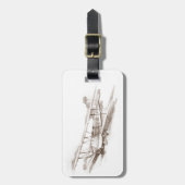 セピア色のヴィンテージの飛行機 ラゲッジタグ (正面縦)