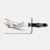 セピア色のヴィンテージの飛行機 ラゲッジタグ (裏面横)