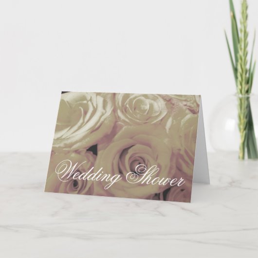セピア色のヴィンテージ一見のバラのブライダルシャワーカード シーズンカード (正面)