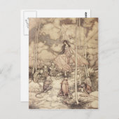 セピア色の妖精の女王と生き物たち ポストカード (正面/裏面)