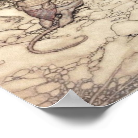 セピア色の妖精の女王と生き物 ポスター (角)