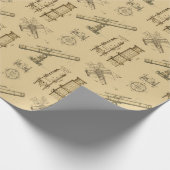 セピア色の望遠鏡の配線図の包装紙 ラッピングペーパー (角)