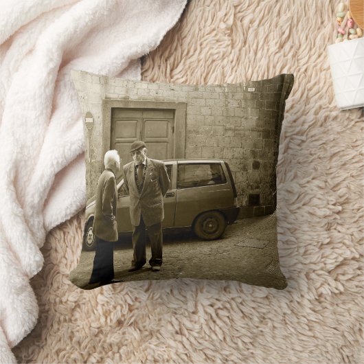 セピア色の正方形の装飾用クッションのイタリアンな通り場面 クッション (ブランケット)