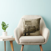 セピア色の正方形の装飾用クッションのイタリアンな通り場面 クッション (椅子)