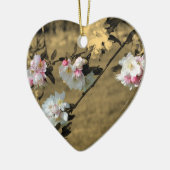 セピア色の花のオーナメントの春の花 セラミックオーナメント (左)