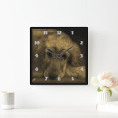 セピア色の調子のゴールデン・リトリーバー スクエア壁時計 (ホーム)