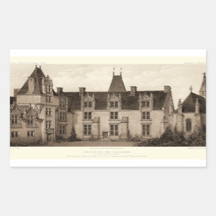 セピア色の調子の美しくフランスのな館 長方形シール