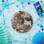 セピア色の調子ブラウン花のToile No.1 ペーパープレート (パーティー)