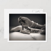 セピア色の調子(郵便はがき)のMendhi手のHenna ポストカード (正面/裏面)