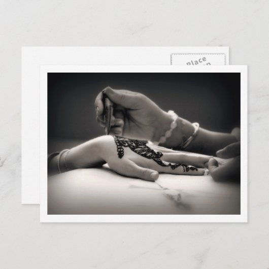 セピア色の調子(郵便はがき)のMendhi手のHenna ポストカード (正面/裏面)