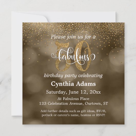 セピア色の《写真》ぼけ味、金ゴールドのグリッターは及び50の及びすばらしい台本を書きます 招待状 (正面)