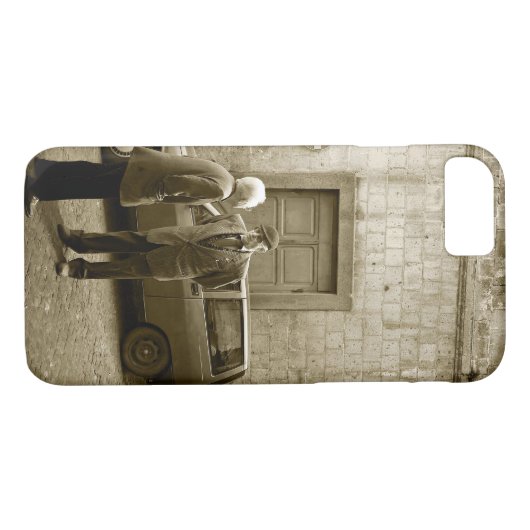 セピア色のiPhone 7の場合のイタリアンな通り場面 Case-Mate iPhoneケース (裏面(横))