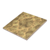 セピア色は花柄ヴィンテージの衰退しました タイル (側面)