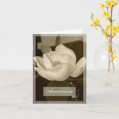 "セピア色マグノリア"の幸せな記念日のブランク カード (黄色い花)