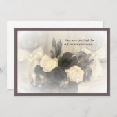 セピア色Winglassesおよび花のカップルの招待状 招待状 (正面/裏面)