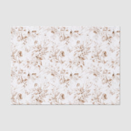 セピア花模様オンホワイトボホベイビーシャワー 薄葉紙