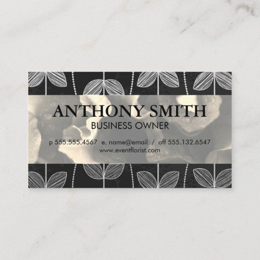 セピア花 | チョークドールパターン 名刺 (裏面)