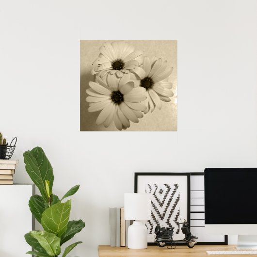 セピア花 ポスター (ホームオフィス)