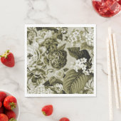 セピア茶色ヴィンテージフローラトイル織物第1番 スタンダードランチョンナプキン (インサイチュ)