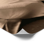 セピア褐色のバラ芽花 ポスター (角)