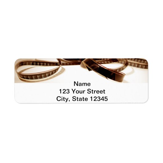 セピア調のフィルムリール背景 ラベル (正面)