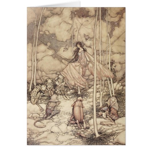 セピア調の妖精の女王と生き物 (正面)