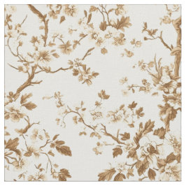 セピア調の花と枝のトイレ・パターン ファブリック