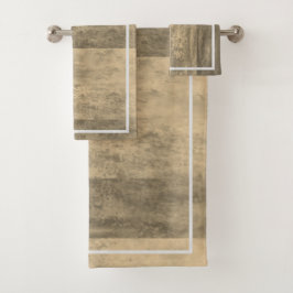 セピア調グラデーションストライプの バスタオルセット