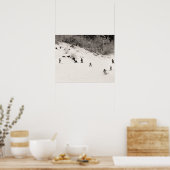 セピア調スキープリント、おもしろいオンザピスト ポスター (キッチン)