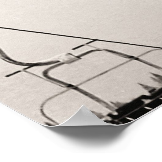 セピア調スキープリント、トップに到達 ポスター (角)