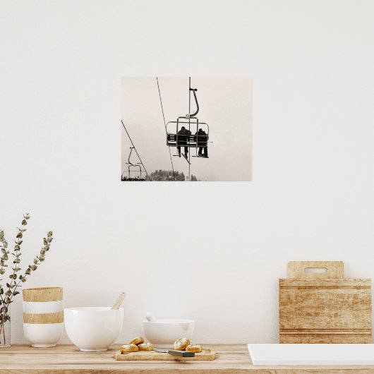 セピア調スキープリント、トップに到達 ポスター (キッチン)