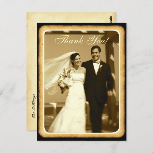 セピア調ヴィンテージの結婚式感謝していは、ポストカード ポストカード (正面/裏面)