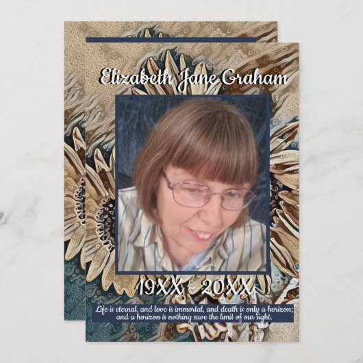 セピア調色ひまわりアート |写真 |葬儀 プログラム (正面/裏面)