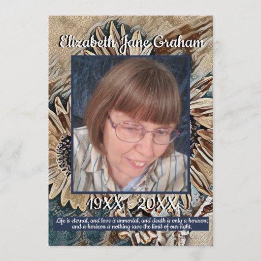 セピア調色ひまわりアート |写真 |葬儀 プログラム (正面)