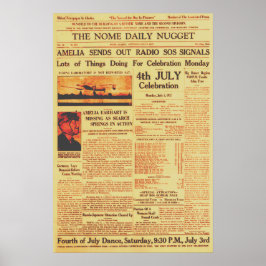 セピア調1937年 アメリア・イアハートがラジオSOSを発信 ポスター