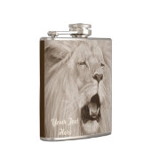 セピア野生動物絵画の大きな猫鳴きライオン フラスク (右)