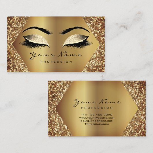 セピア金ゴールドグリッターメイクアップまぶしグリッター効果 名刺 (正面/裏面)