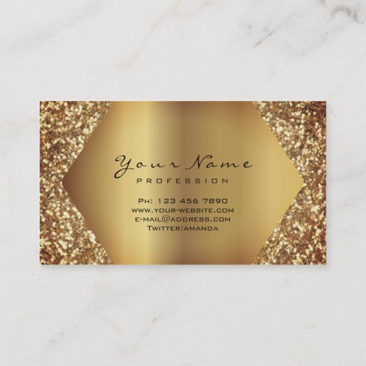 セピア金ゴールドグリッターメイクアップまぶしグリッター効果 名刺 (裏面)