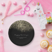 セピア金ゴールドスパークリーグリッター白黒ホリデイ ペーパープレート (パーティー)