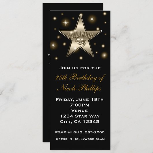 セピア金ゴールドハリウッドスターレトロヴィンテージ招待状 招待状 (正面/裏面)