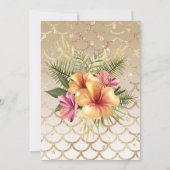 セピア金ゴールドピンクハイビスカスフローラ誕生日パーティー 招待状 (裏面)