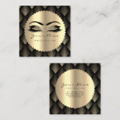 セピア金ゴールドブラックグリッターメイクアップアーティストラッズスパ スクエア名刺 (正面/裏面)