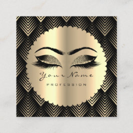 セピア金ゴールドブラックグリッターメイクアップアーティストラッズスパ スクエア名刺