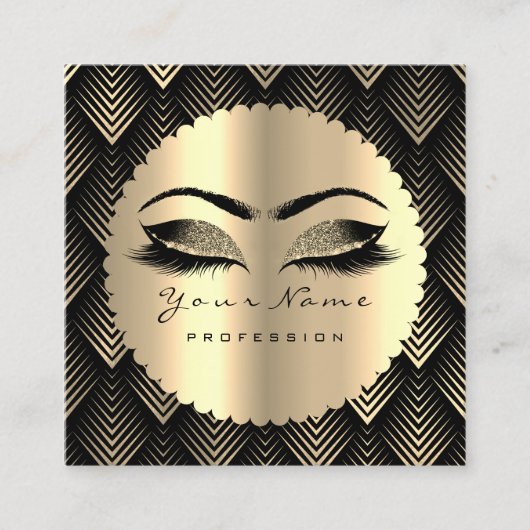 セピア金ゴールドブラックグリッターメイクアップアーティストラッズスパ スクエア名刺 (正面)