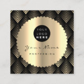 セピア金ゴールドブラックグリッターメイクアップアーティストラッズロゴ スクエア名刺 (正面)