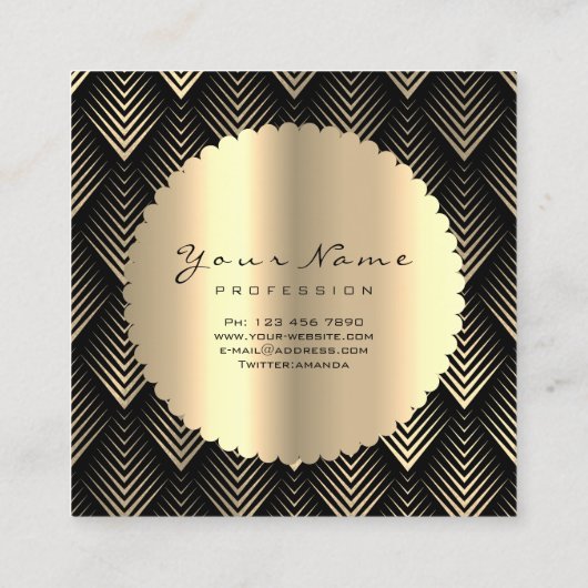 セピア金ゴールドブラックグリッターメイクアップアーティストラッズロゴ スクエア名刺 (裏面)