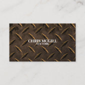 セピア金属テクスチャカスタム建築作業者 名刺 (正面)